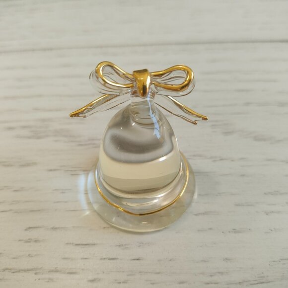Miniature 25th Anniversary Glass Bell Shaped Figurine With Gold Tone Accents - Picture 5 of 6